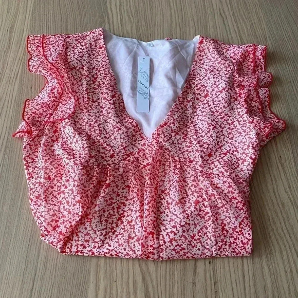 🆕Boho Trendy Red Floral Flutter-Sleeve Empire-Waist Dress XL🆕 - Picture 4 of 10